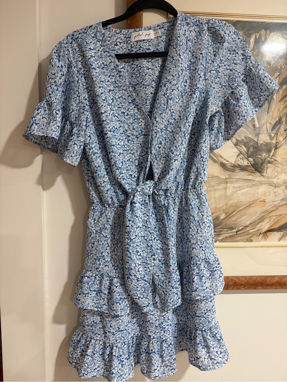 Petal & Pup Light Blue Floral Mini Wrap Dress